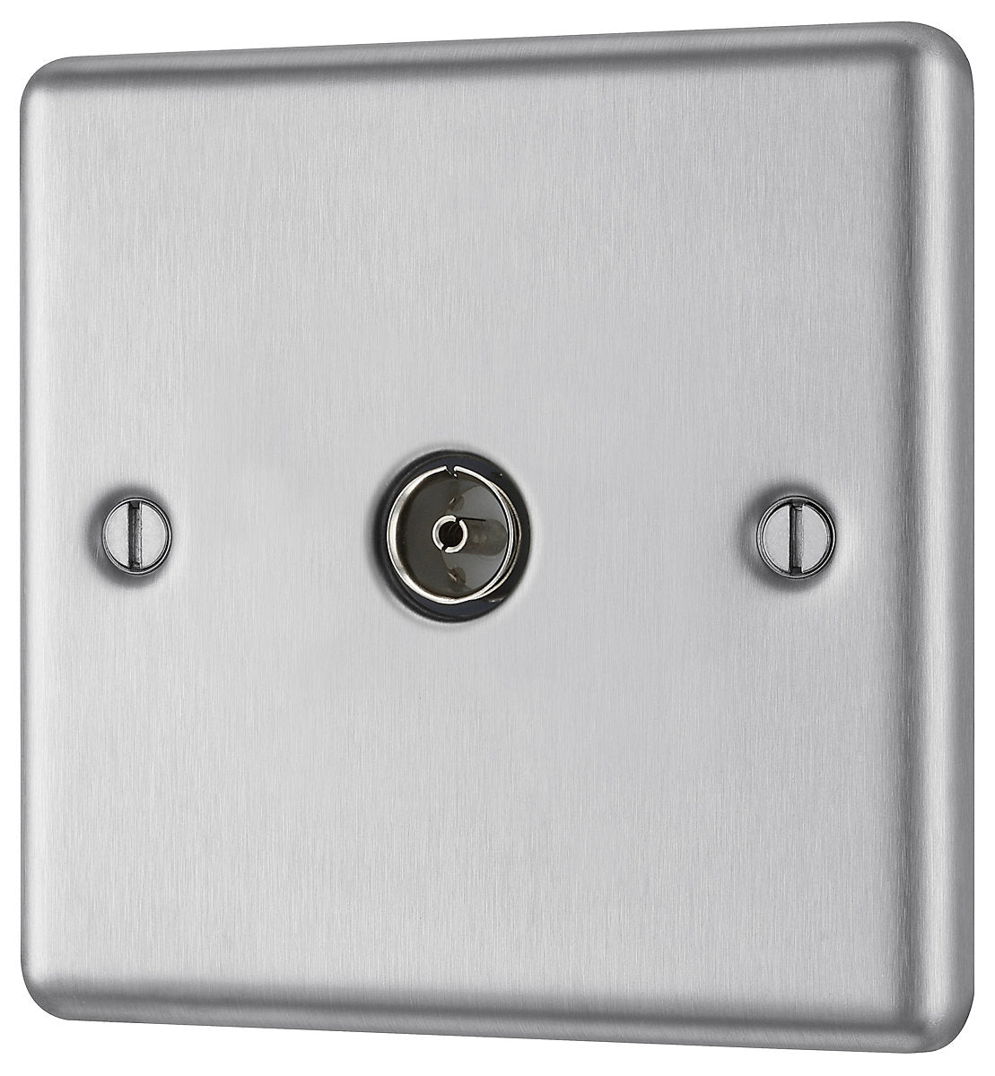 GoodHome Flush Single Wall-mounted TV socket Matt Steel effect