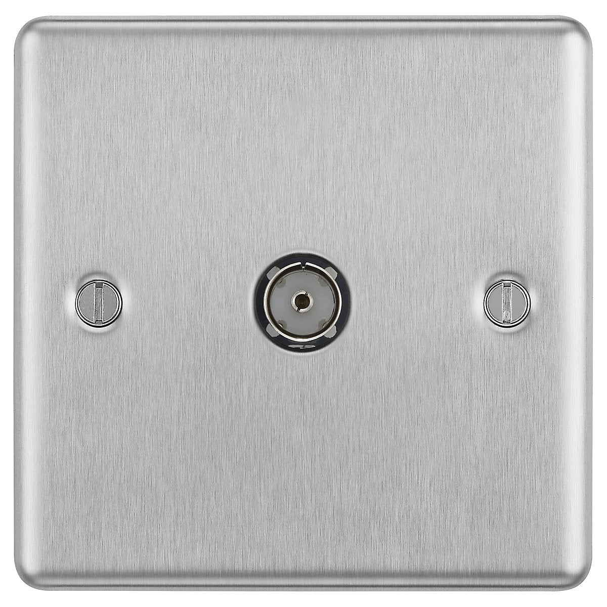 GoodHome Flush Single Wall-mounted TV socket Matt Steel effect