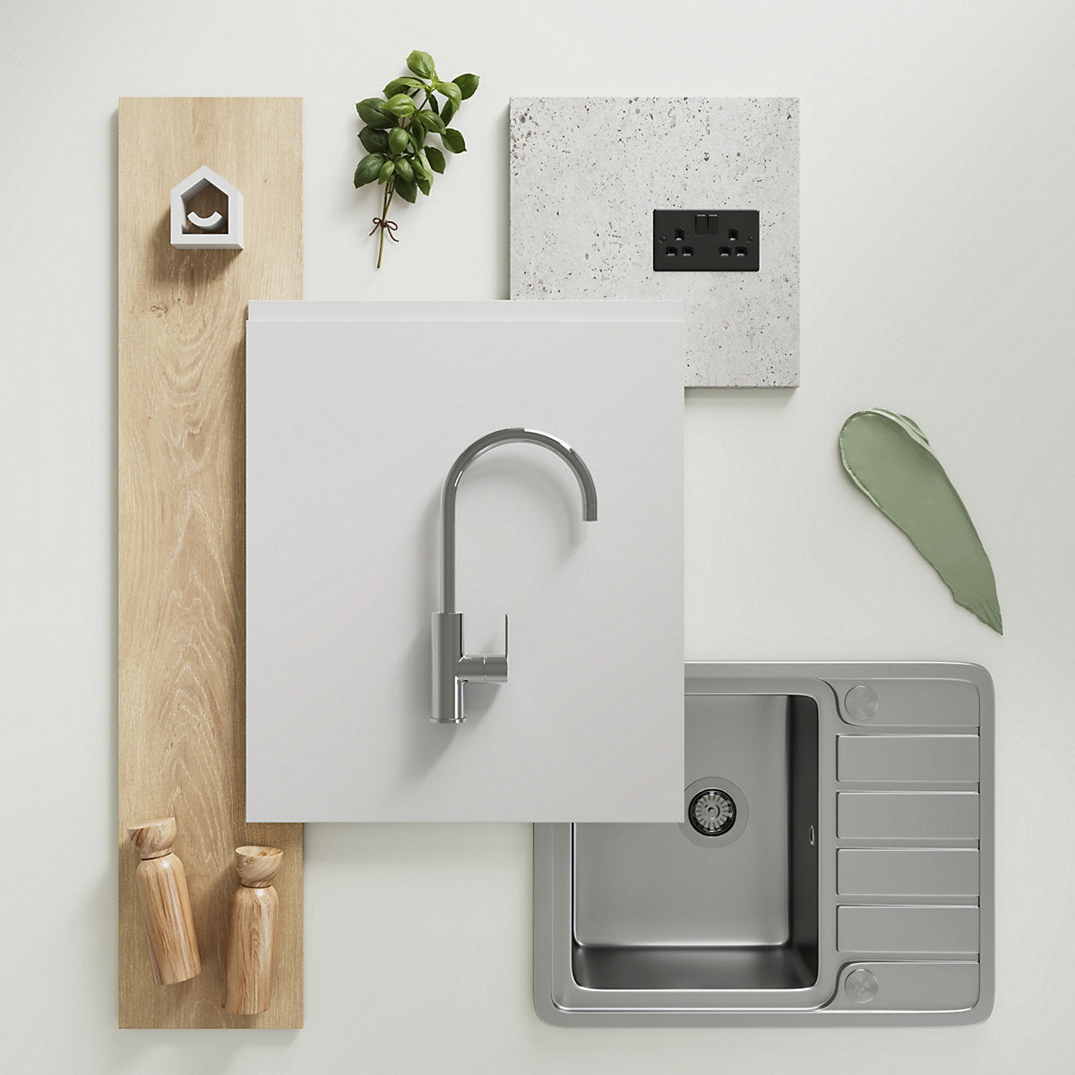 GoodHome Garcinia Gloss light grey Standard Corner post, (W)59mm