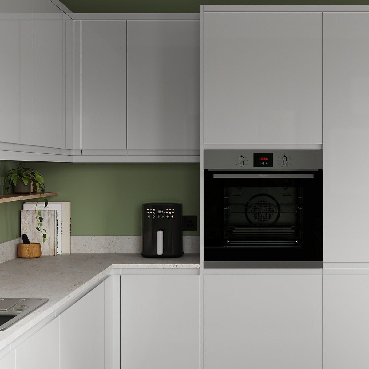GoodHome Garcinia Gloss light grey Standard Corner post, (W)59mm