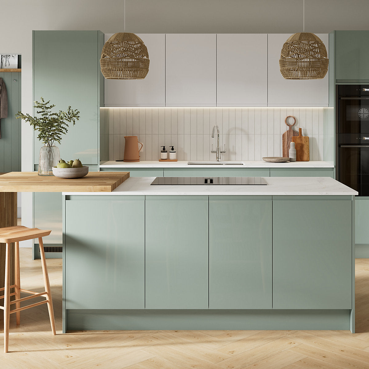 GoodHome Garcinia Gloss reed green Standard End panel (H)934mm (W)350mm