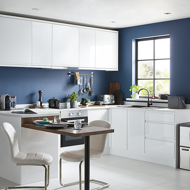 GoodHome Garcinia Gloss white integrated handle Base Kitchen cabinet (W) 800mm (H)720mm