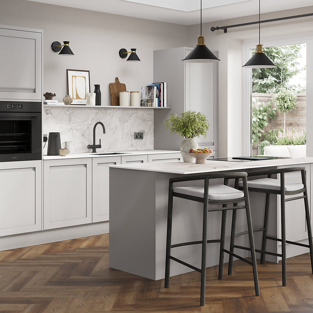 GoodHome Garcinia Matt stone integrated handle shaker Standard End panel (H)2010mm (W)570mm, Pair