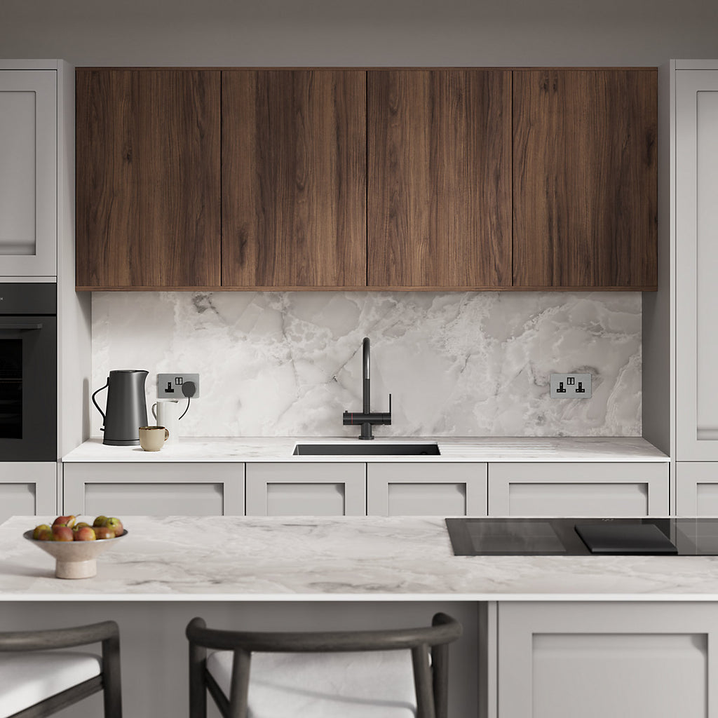 GoodHome Garcinia Matt stone integrated handle shaker Standard End panel (H)2010mm (W)570mm, Pair