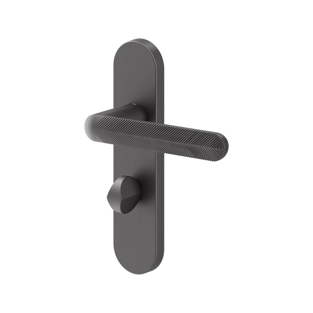 GoodHome Garlan Brushed Grey Titanium effect Straight WC Door handle (L)125mm (D)60mm Pair