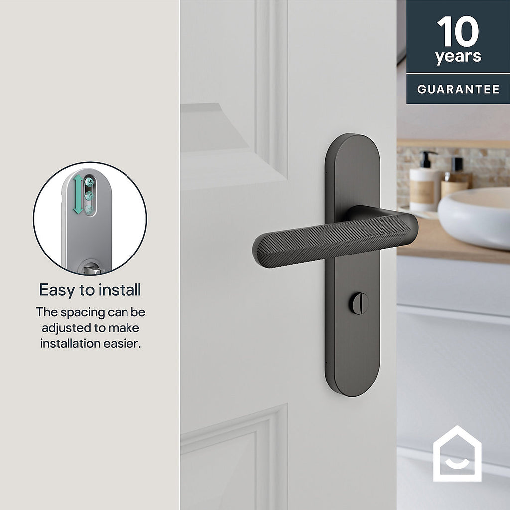 GoodHome Garlan Brushed Grey Titanium effect Straight WC Door handle (L)125mm (D)60mm Pair