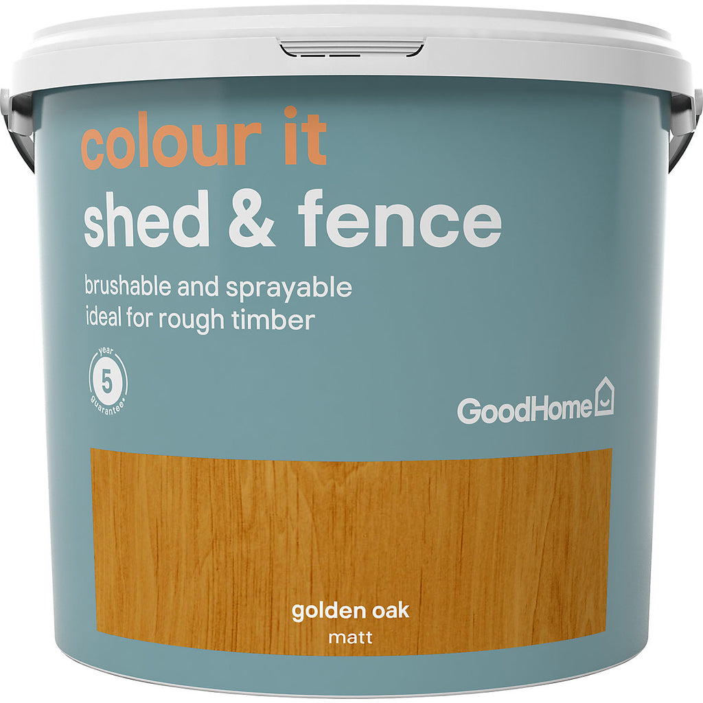 GoodHome Golden oak Matt Quick dry Fence & shed Stain, 5L