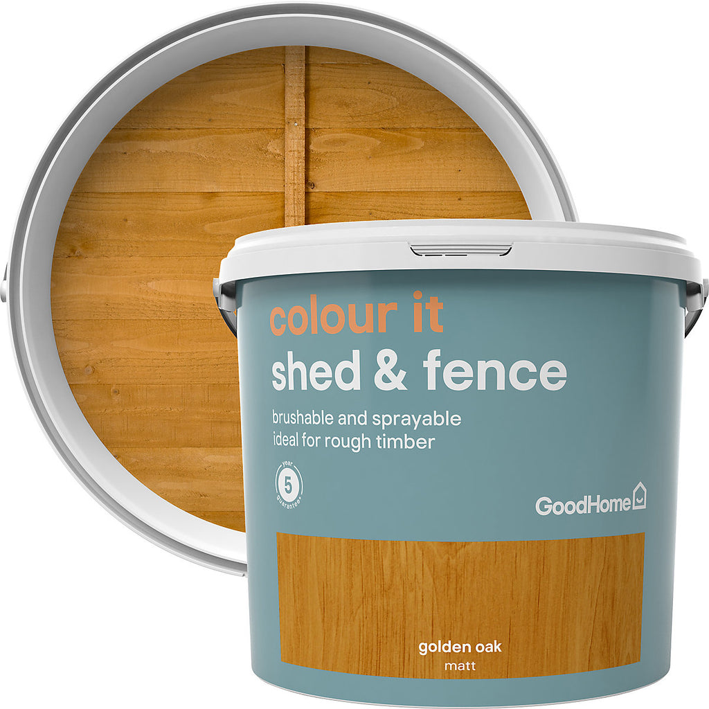 GoodHome Golden oak Matt Quick dry Fence & shed Stain, 5L