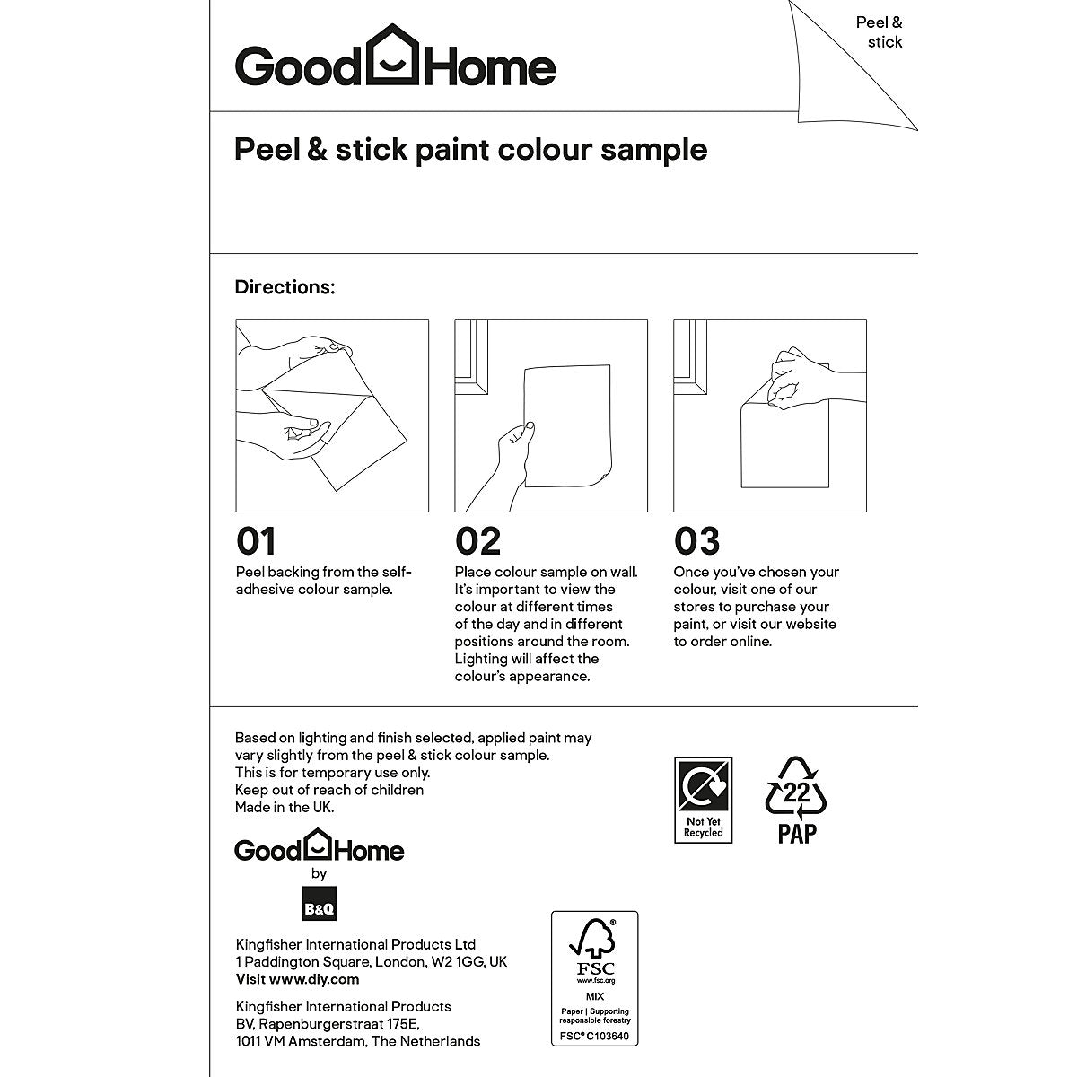 GoodHome Harima Peel & stick Tester