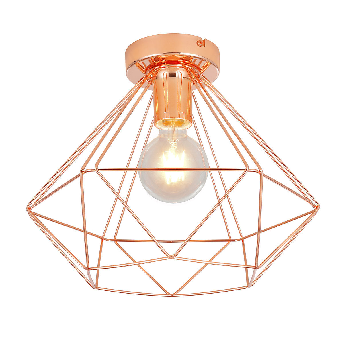 GoodHome Hexagon Gloss Metal Copper effect Ceiling light