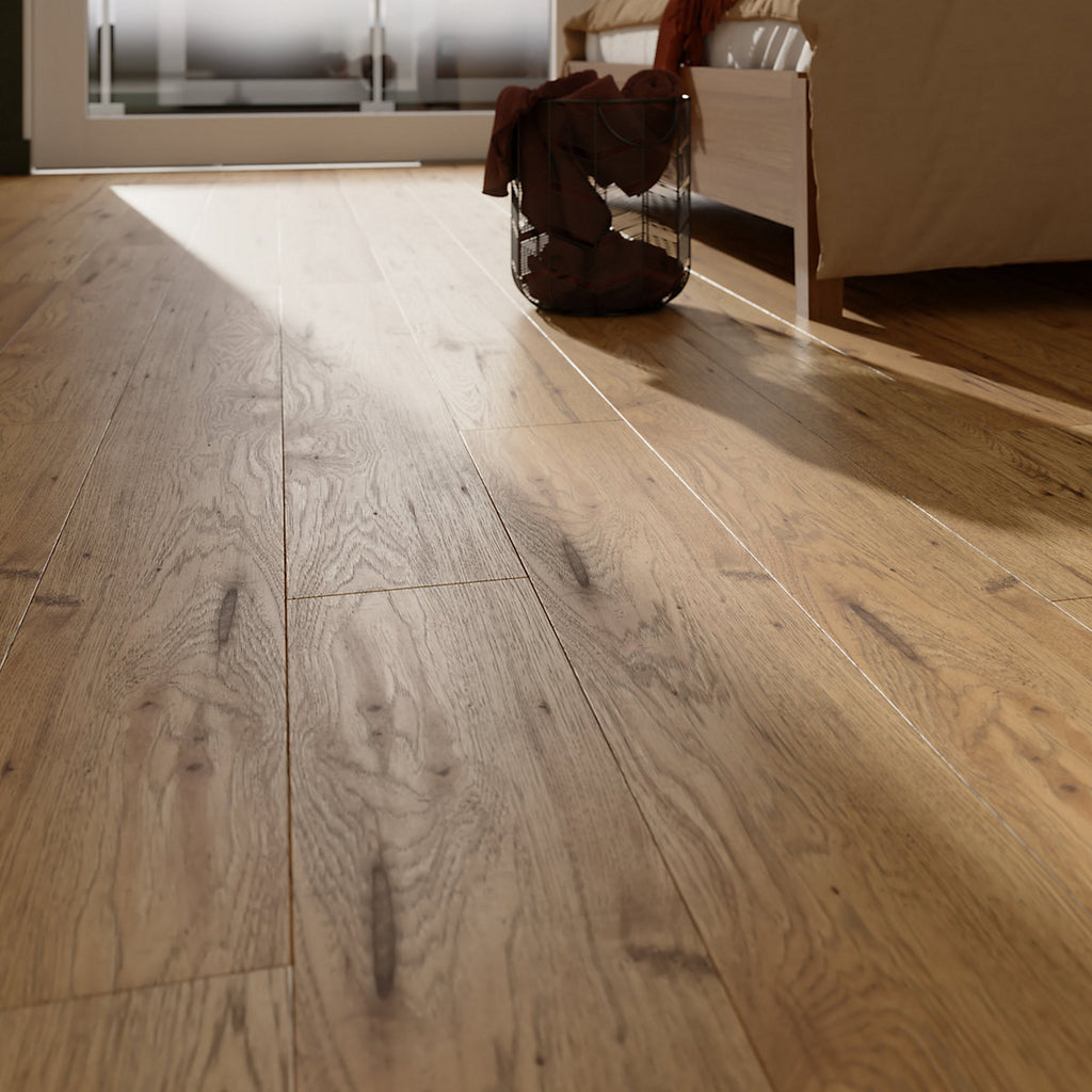 GoodHome Hickory Natural Oak Wood effect Structured Laminate Flooring, 2.2m²