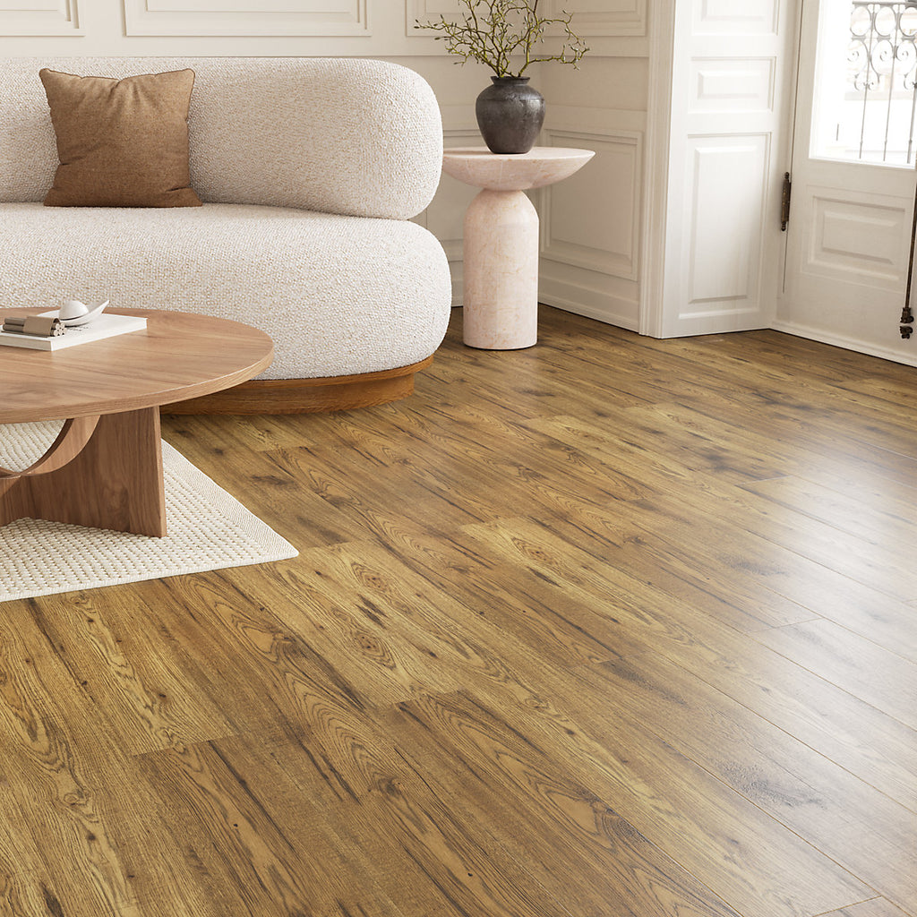 GoodHome Hickory Natural Oak Wood effect Structured Laminate Flooring, 2.2m²