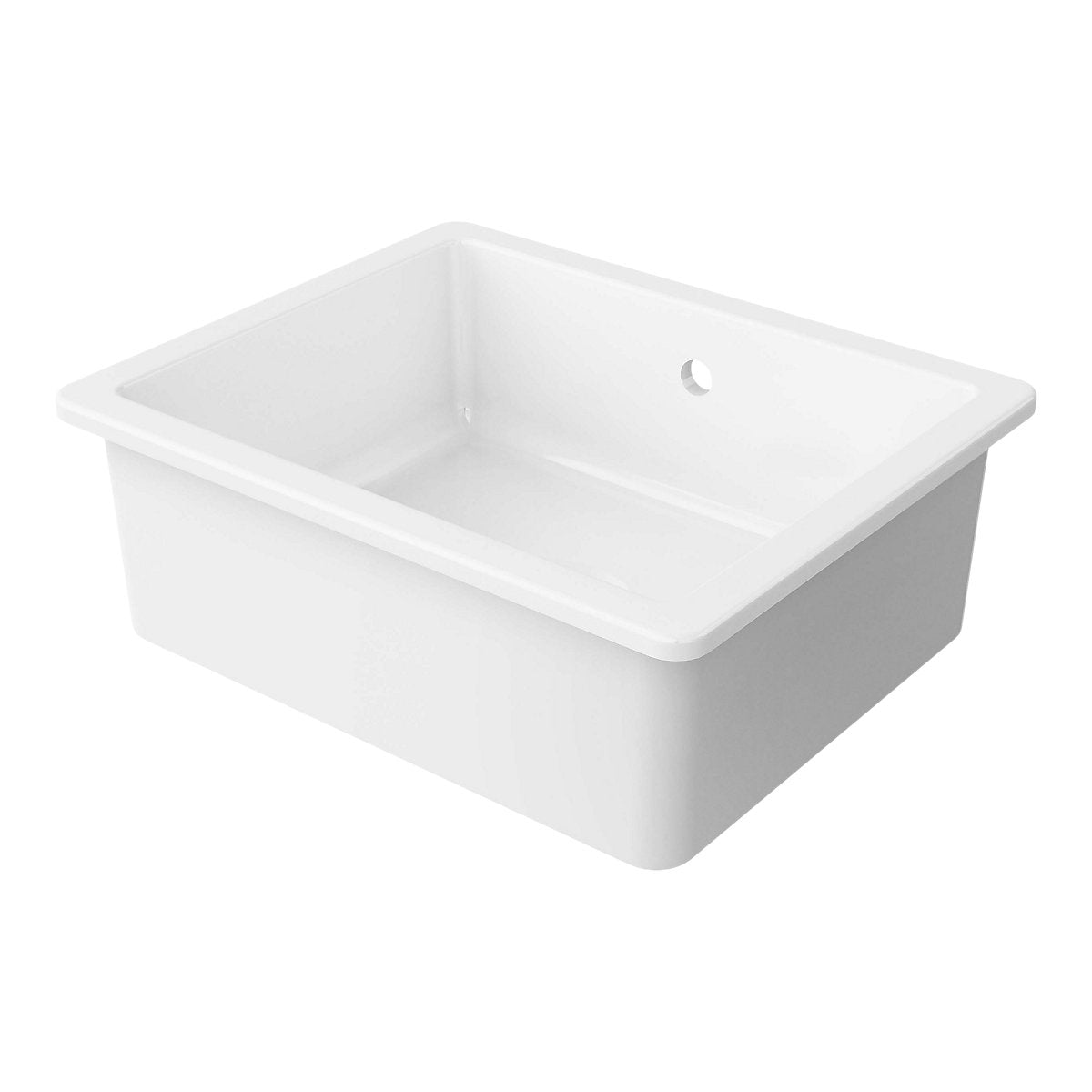 GoodHome Hyssop Gloss white Ceramic 1 Bowl Kitchen sink 565mm x 565mm
