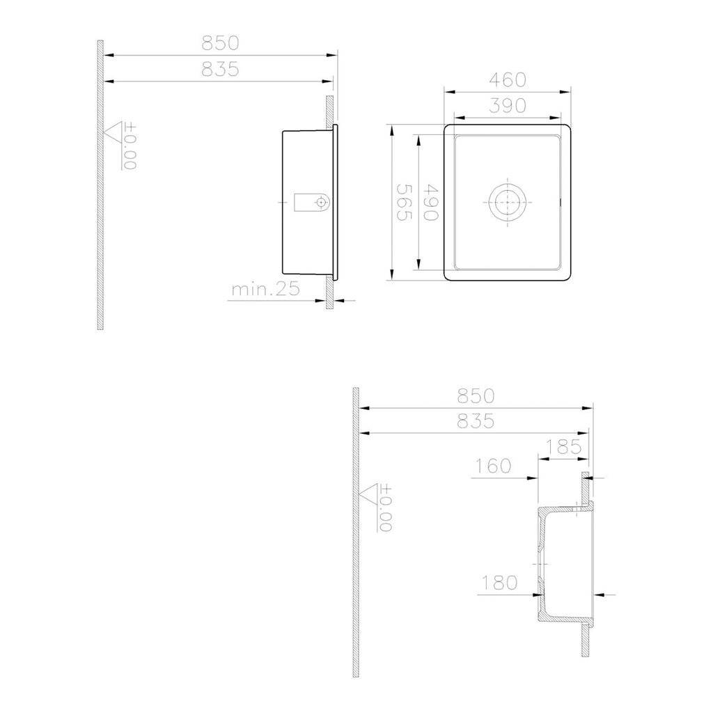 GoodHome Hyssop Gloss white Ceramic 1 Bowl Kitchen sink 565mm x 565mm