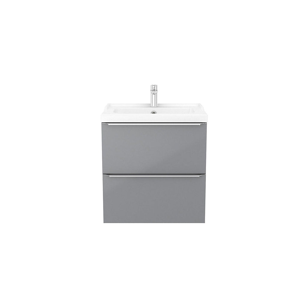 GoodHome Imandra Grey Freestanding Vanity unit & basin set with 2 Chrome effect handle (W)604mm
