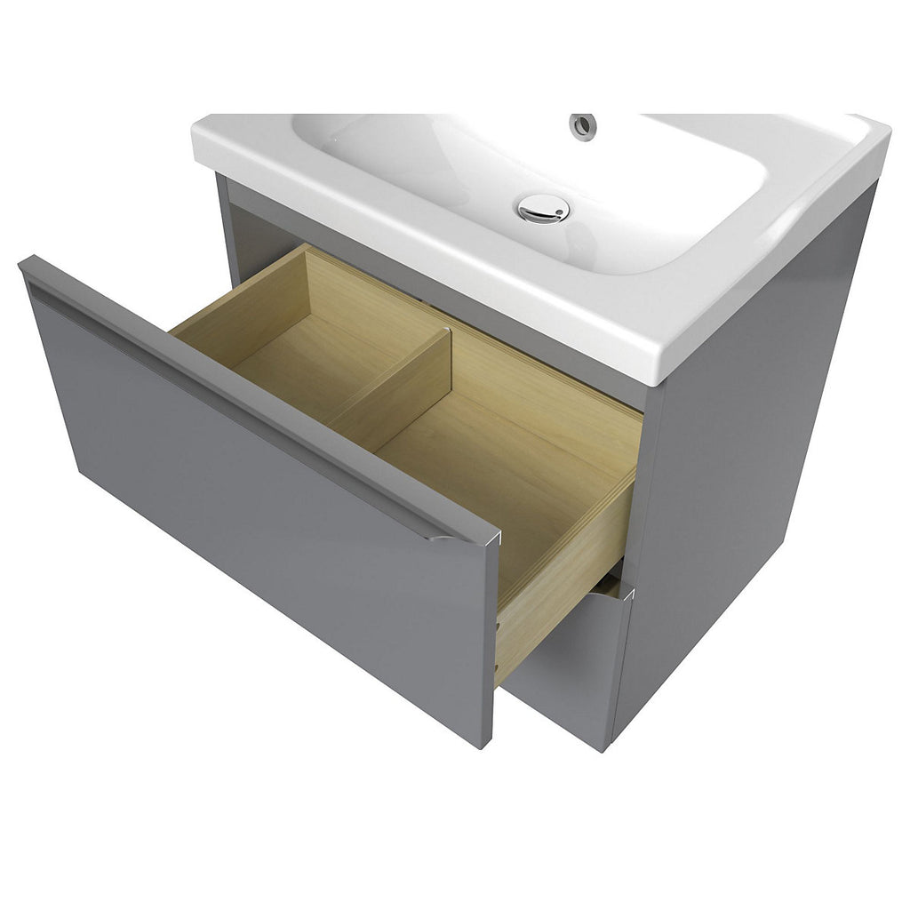 GoodHome Imandra Grey Freestanding Vanity unit & basin set with 2 Chrome effect handle (W)604mm