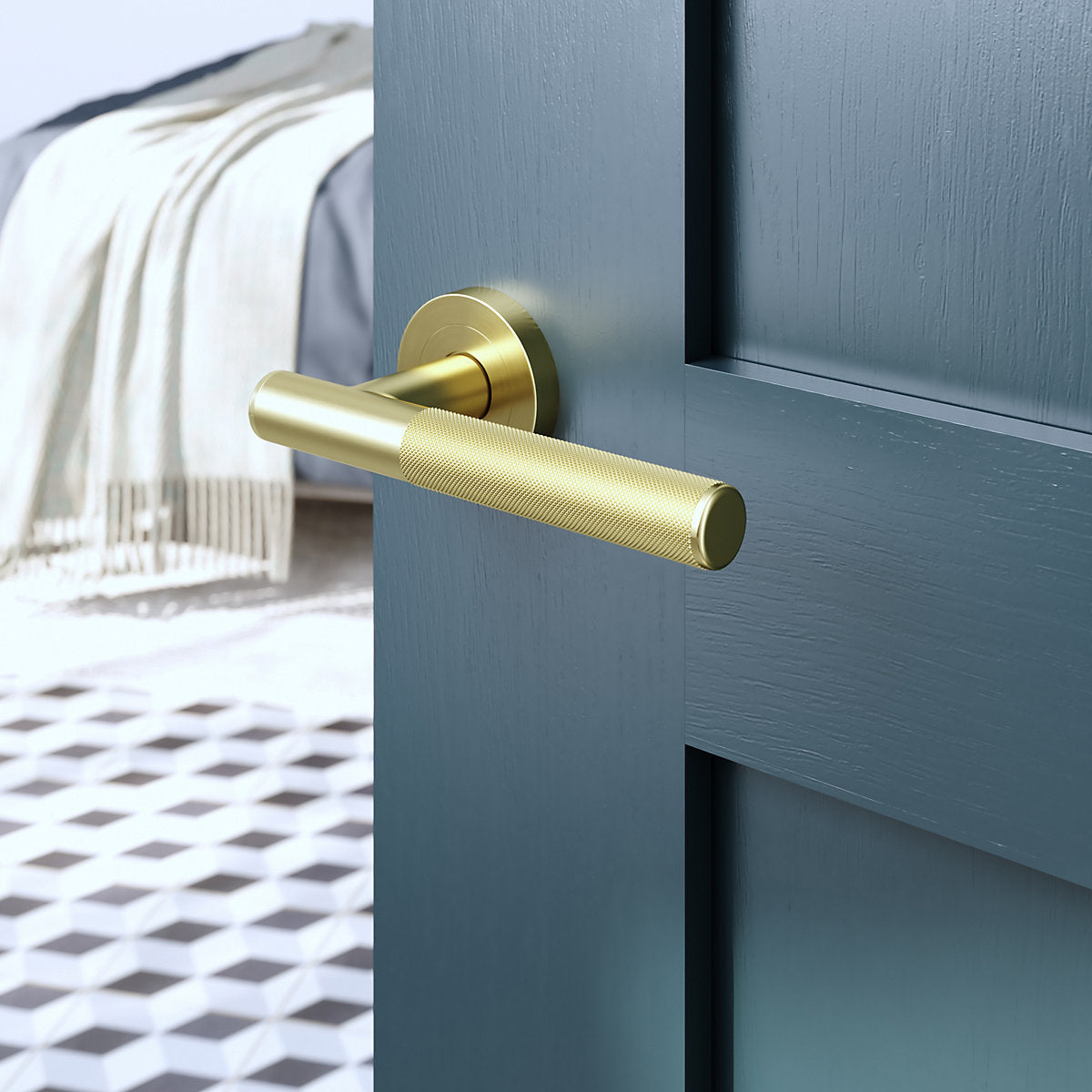 GoodHome Irus Brushed Brass effect Straight Door handle (L)140mm, Pair