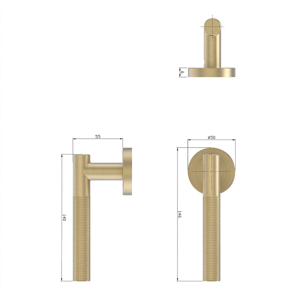 GoodHome Irus Brushed Brass effect Straight Door handle (L)140mm, Pair