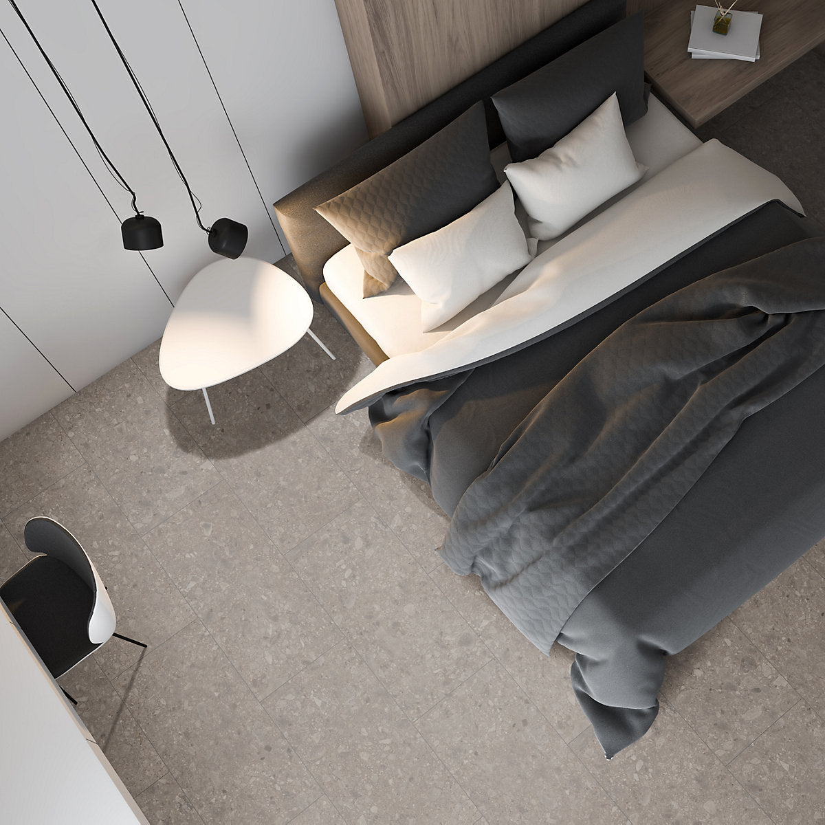 GoodHome Italo ceramin Grey Deeply textured Stone effect Textured Click vinyl Tile, 2.4m²