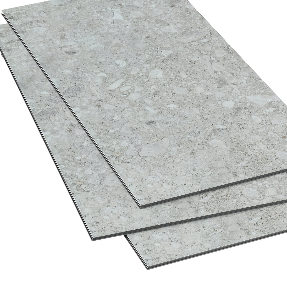 GoodHome Italo ceramin Grey Deeply textured Stone effect Textured Click vinyl Tile, 2.4m²