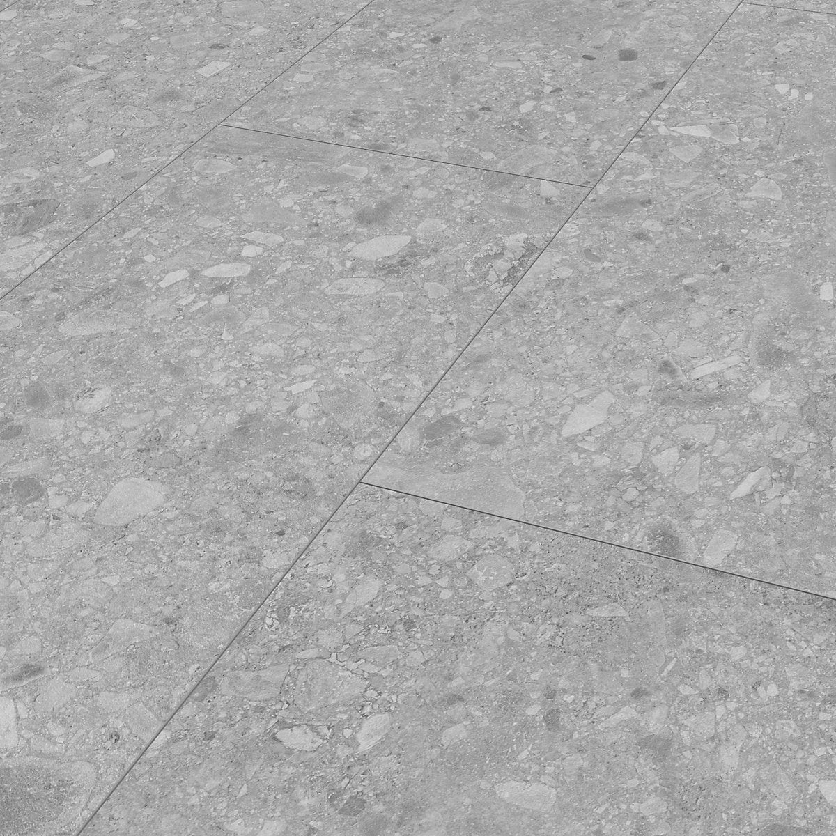 GoodHome Italo ceramin Grey Deeply textured Stone effect Textured Click vinyl Tile, 2.4m²