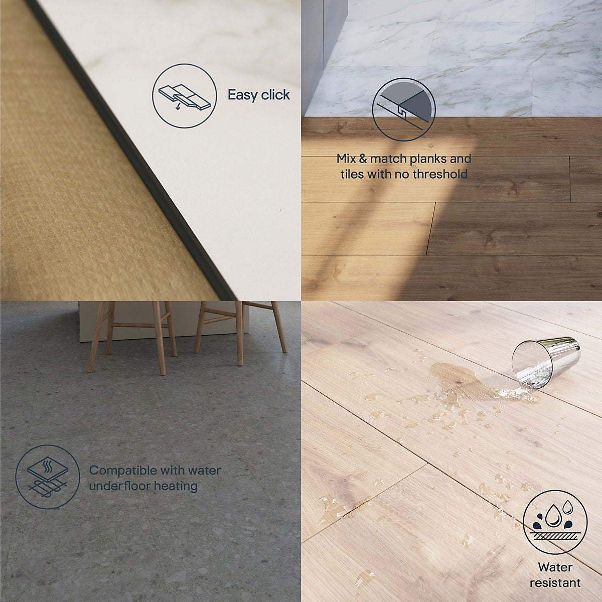 GoodHome Italo Honey Oak effect Textured Click vinyl Planks, 2.36m²