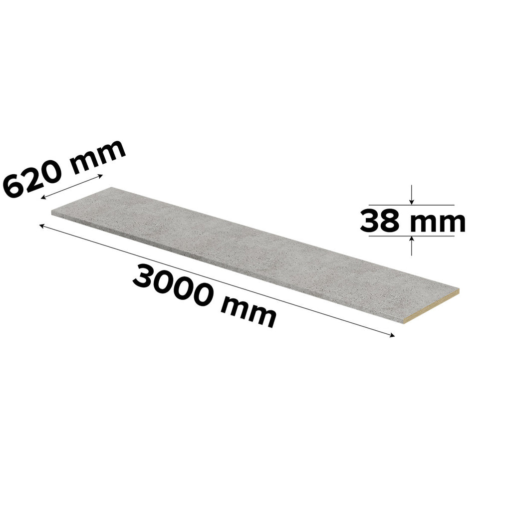 GoodHome Kabsa Grey Terrazzo effect Laminate Post-formed edge Kitchen Worktop, (L)3000mm (W)620mm (T)38mm