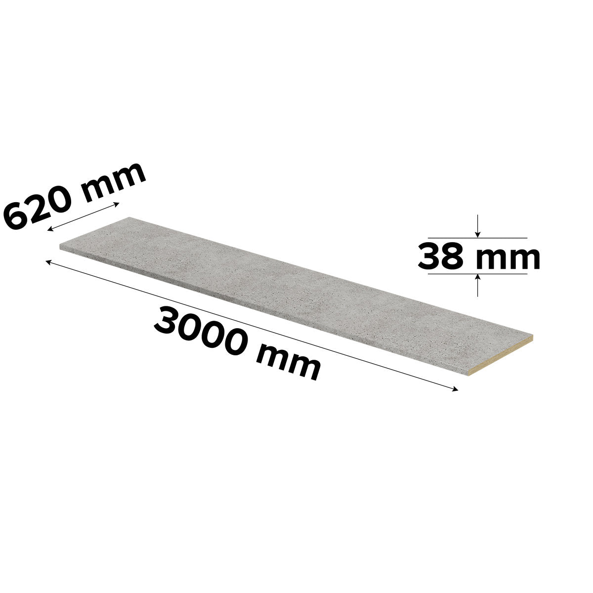 GoodHome Kabsa Grey Terrazzo effect Laminate Post-formed edge Kitchen Worktop, (L)3000mm (W)620mm (T)38mm