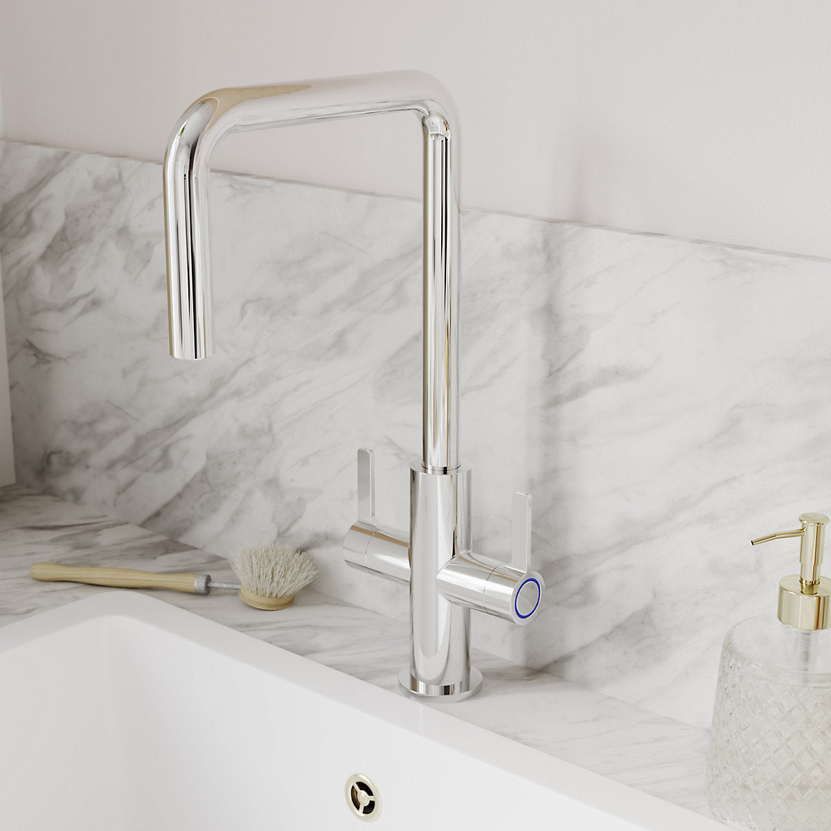 GoodHome Kamut Chrome-plated Kitchen Dual lever Tap