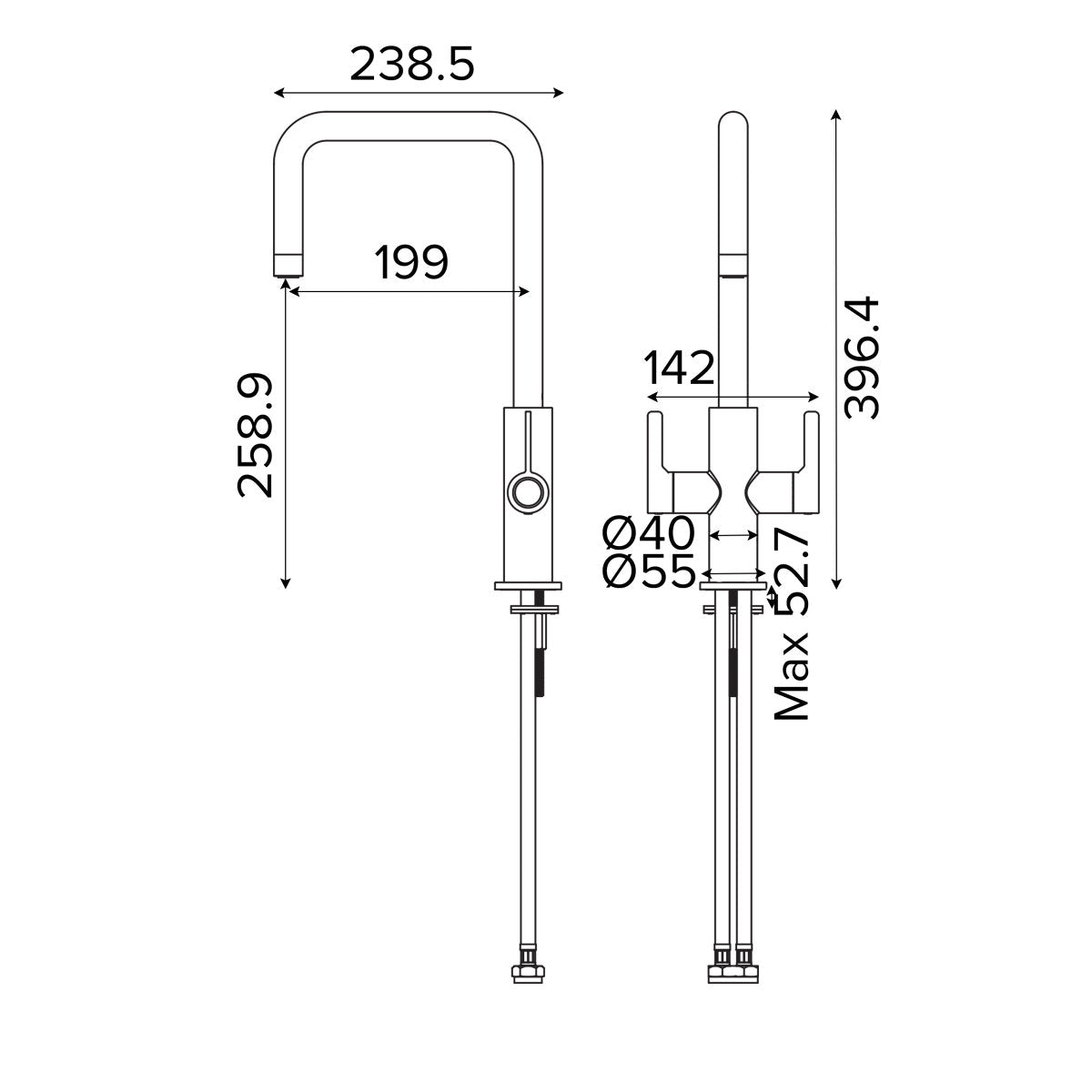 GoodHome Kamut Chrome-plated Kitchen Dual lever Tap