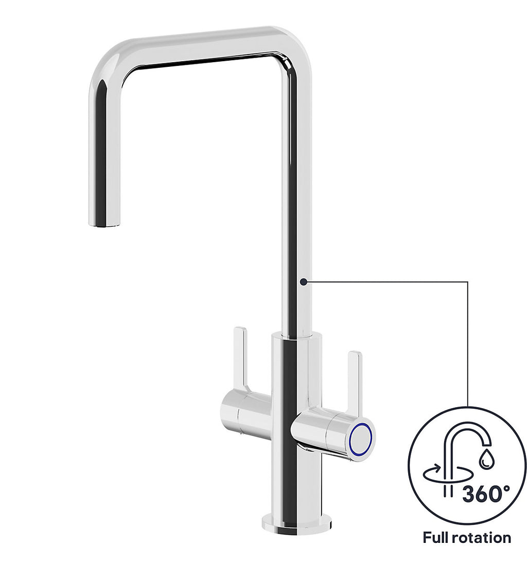 GoodHome Kamut Chrome-plated Kitchen Dual lever Tap