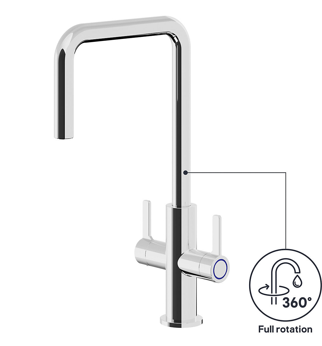 GoodHome Kamut Chrome-plated Kitchen Dual lever Tap