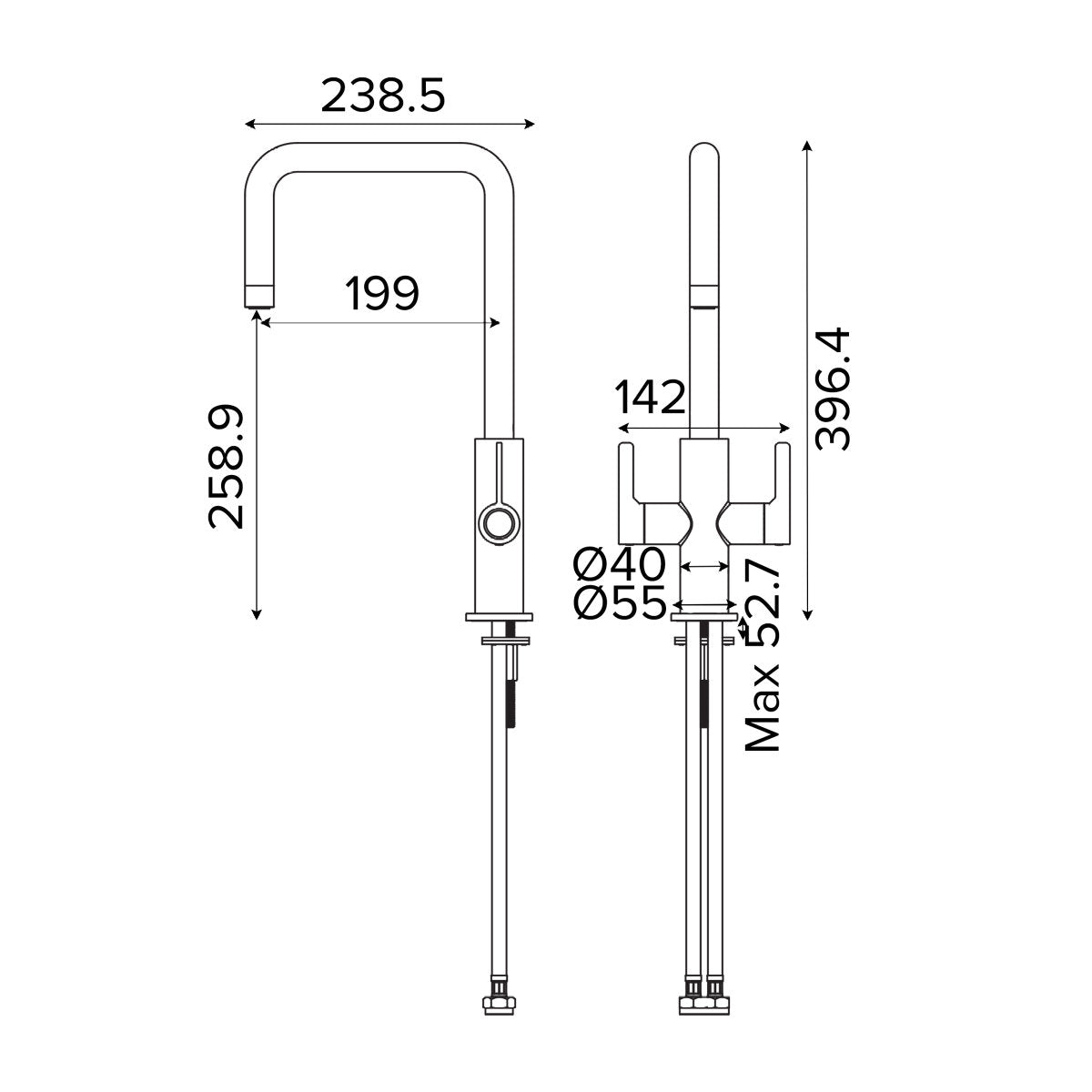 GoodHome Kamut Stainless steel effect Kitchen Twin lever Tap