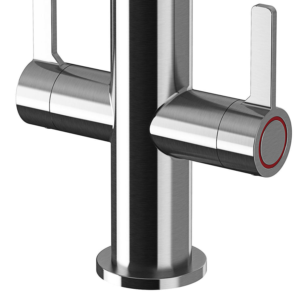 GoodHome Kamut Stainless steel effect Kitchen Twin lever Tap