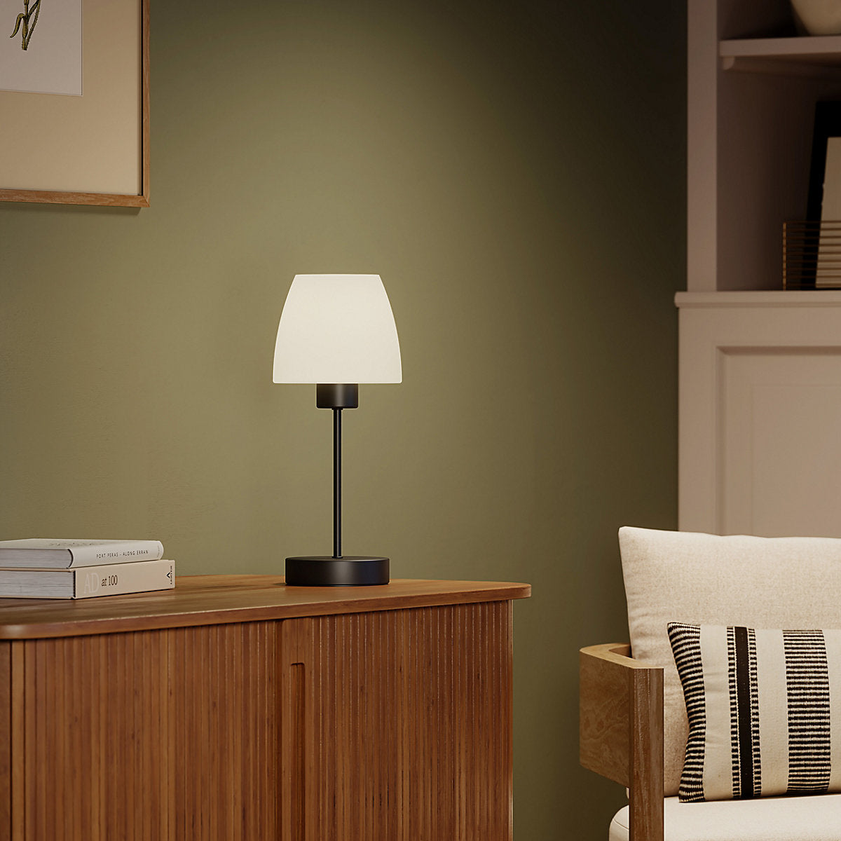 GoodHome Kluan Matt Black Table lamp