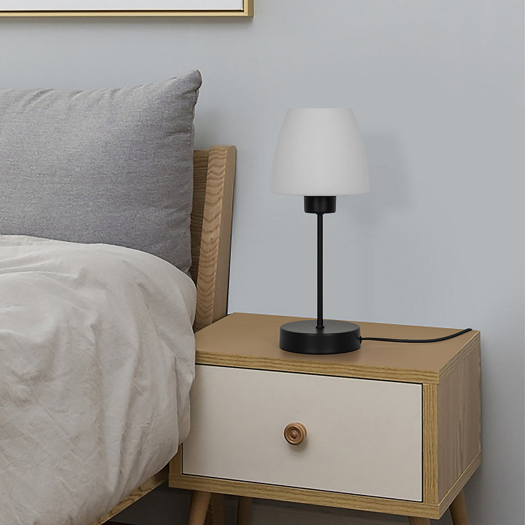 GoodHome Kluan Matt Black Table lamp