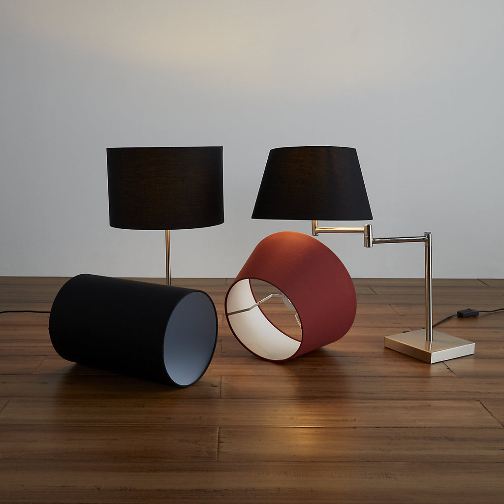GoodHome Kpezin Charcoal Fabric dyed Circular Light shade (D)30cm