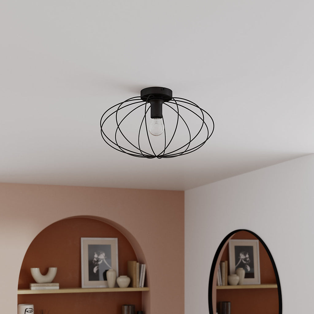 GoodHome Lippo Round Matt Metal Black Ceiling light