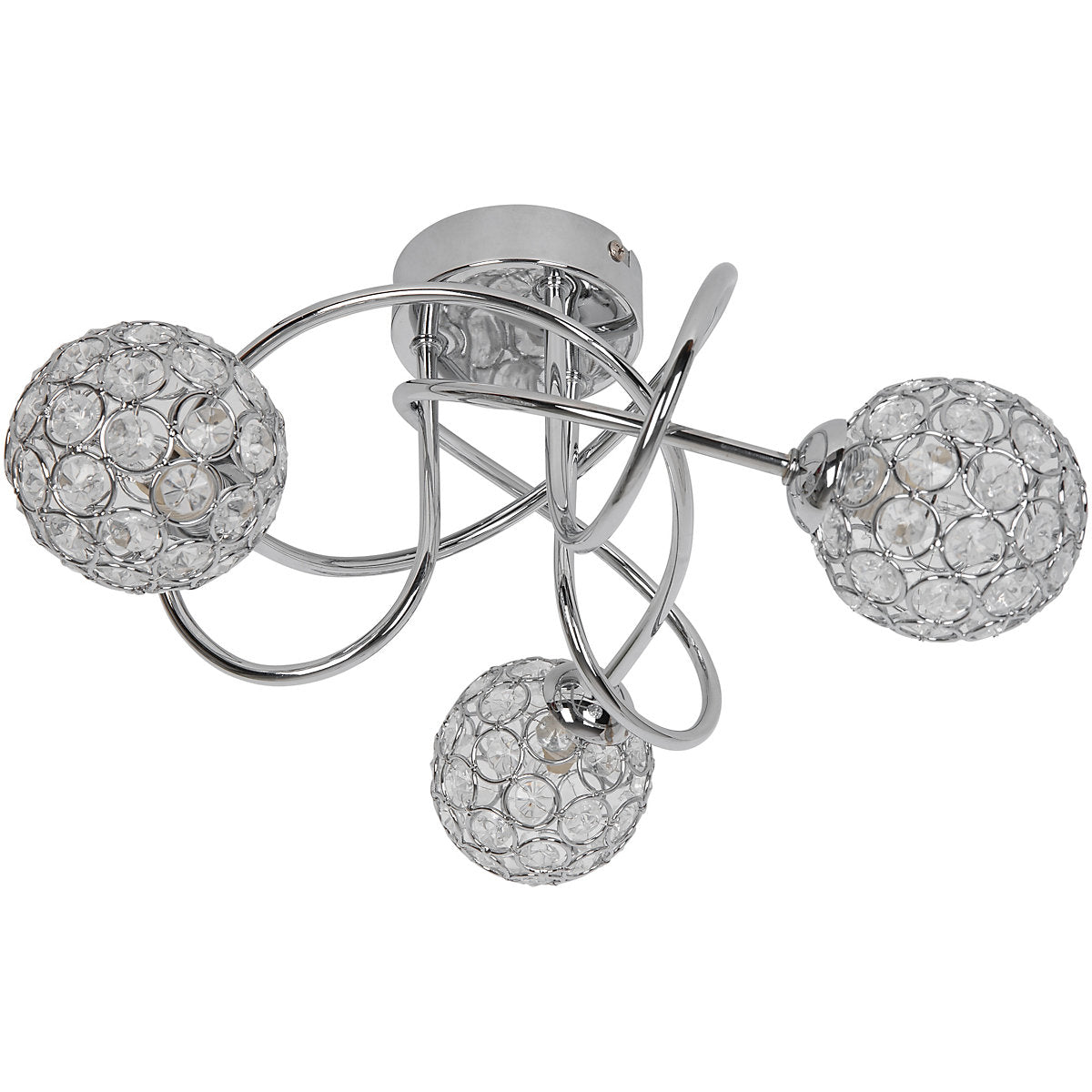 GoodHome Mantus Spiral Glass & metal Chrome effect 3 Lamp LED Ceiling light