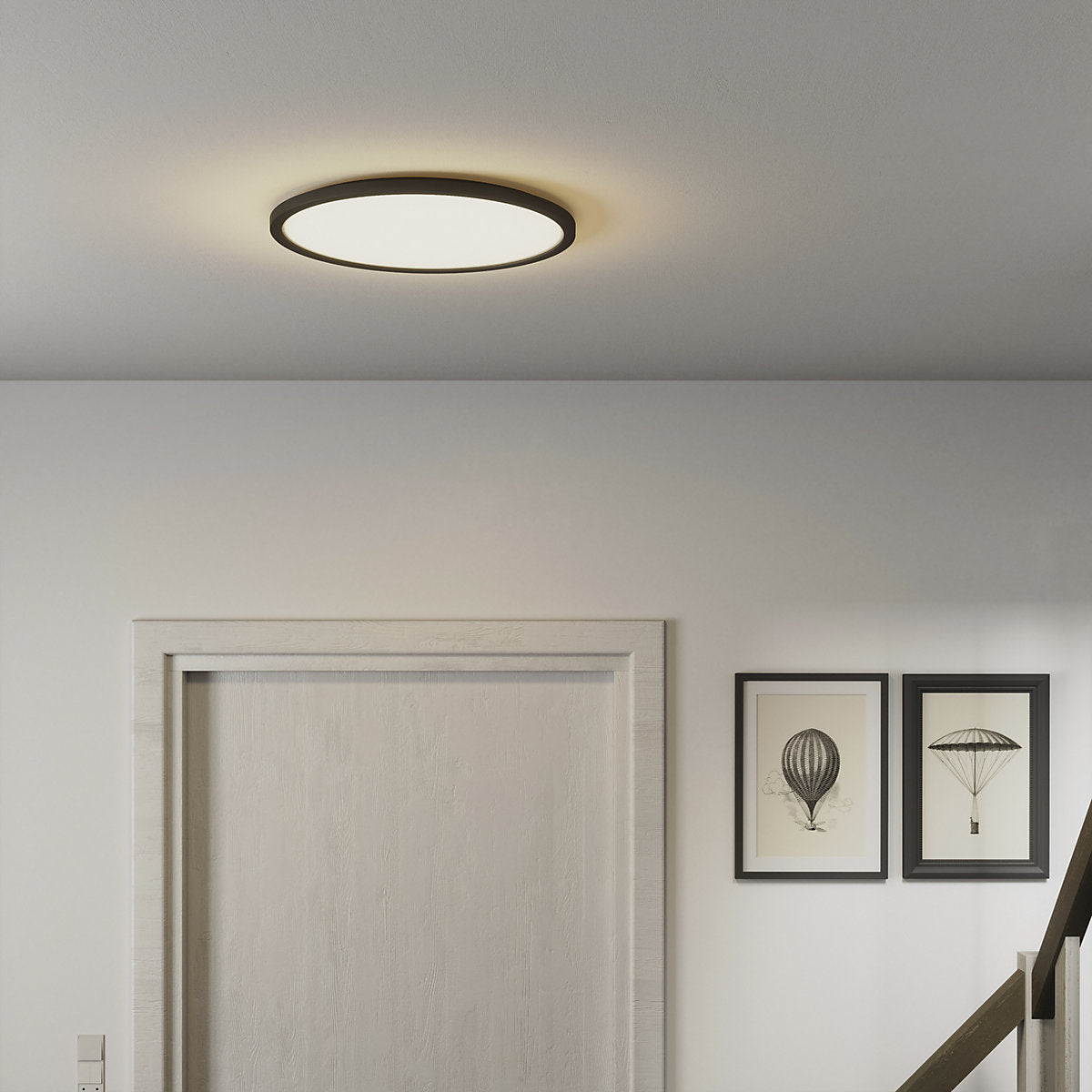 GoodHome Matt Plastic Black LED Ceiling light