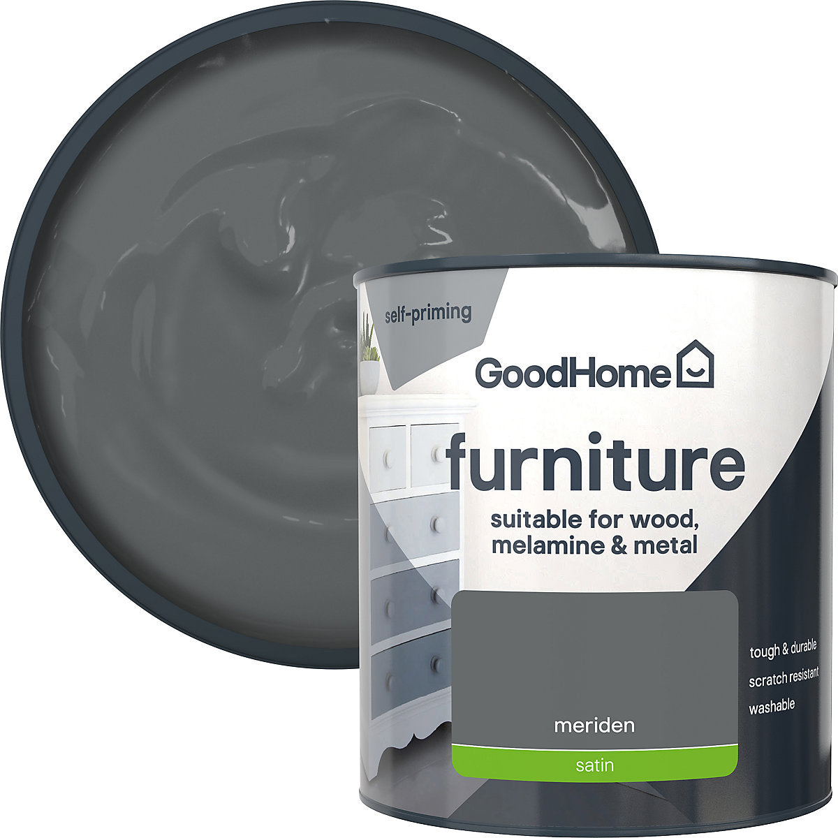 GoodHome Meriden Satin Furniture paint, 500ml