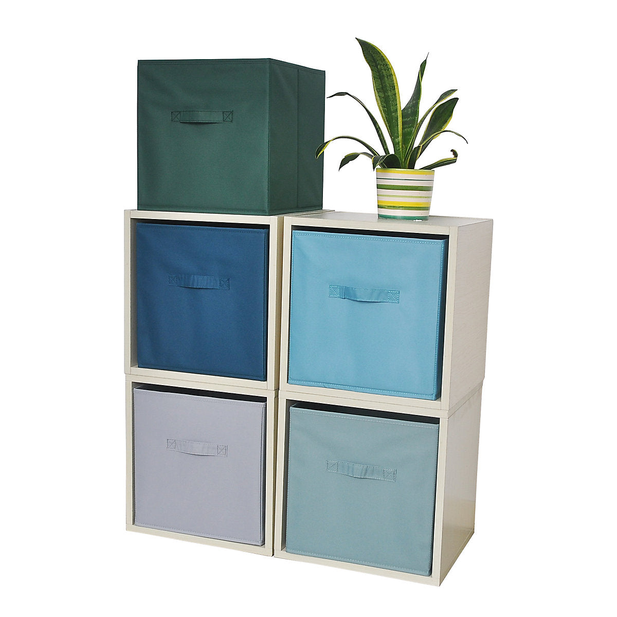 GoodHome Mixxit Light green Cardboard, polyester (PES) & polypropylene (PP) Foldable Storage basket (H)31cm (W)31cm