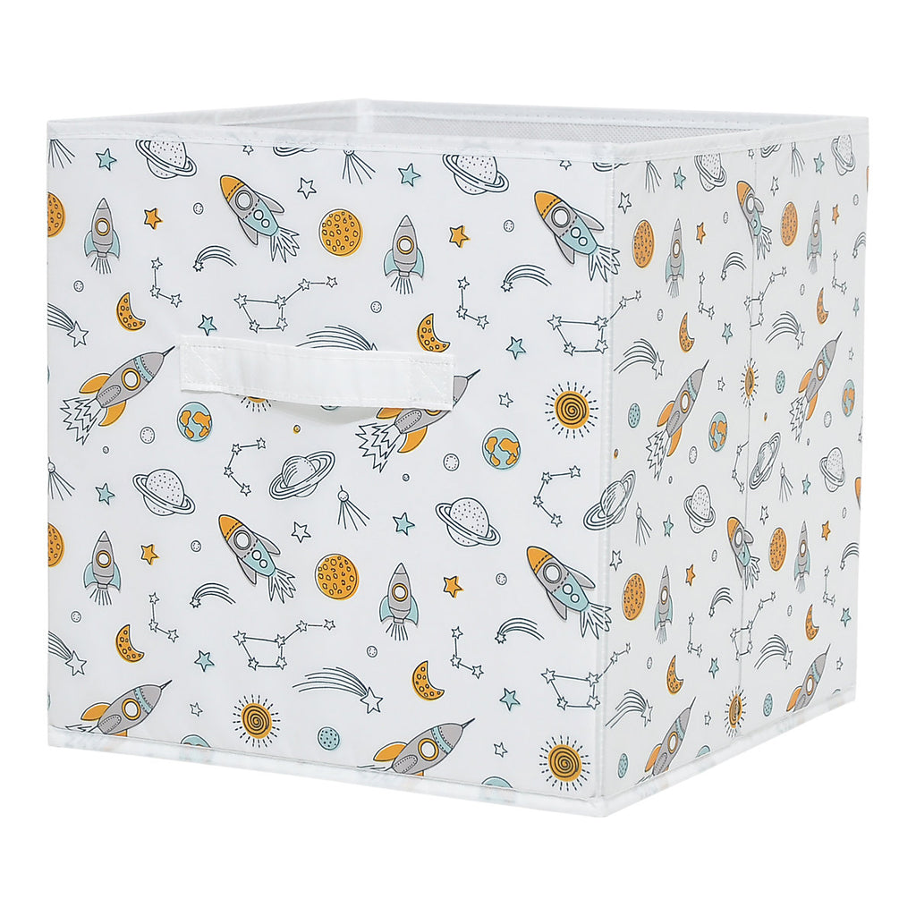 GoodHome Mixxit Space White Cardboard, polyester (PES) & polypropylene (PP) Foldable Storage basket (H)31cm (W)31cm (D)31cm