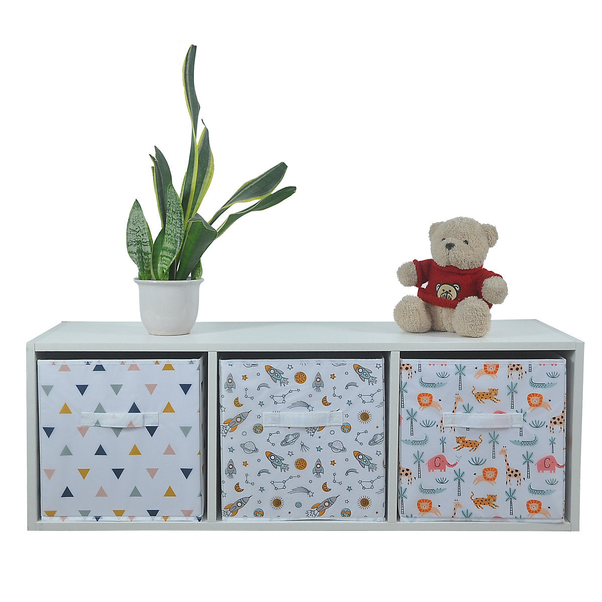 GoodHome Mixxit Space White Cardboard, polyester (PES) & polypropylene (PP) Foldable Storage basket (H)31cm (W)31cm (D)31cm