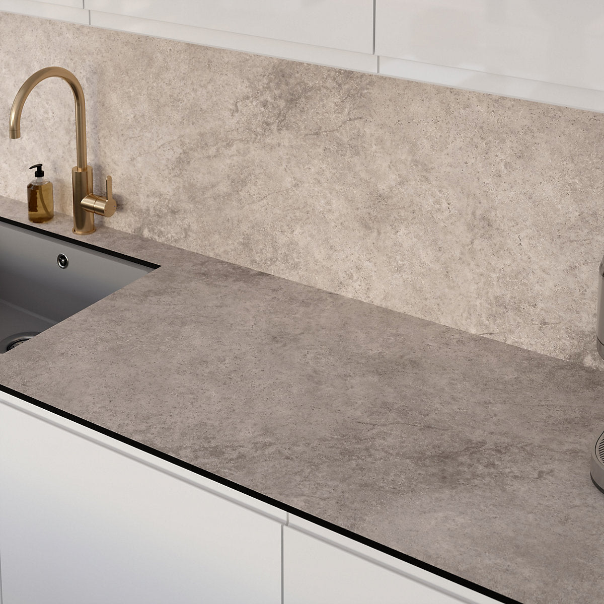 GoodHome Nepeta Sandstone concrete Stone effect Compact Laminate Square edge Kitchen Worktop, (L)3000mm (W)620mm (T)12mm