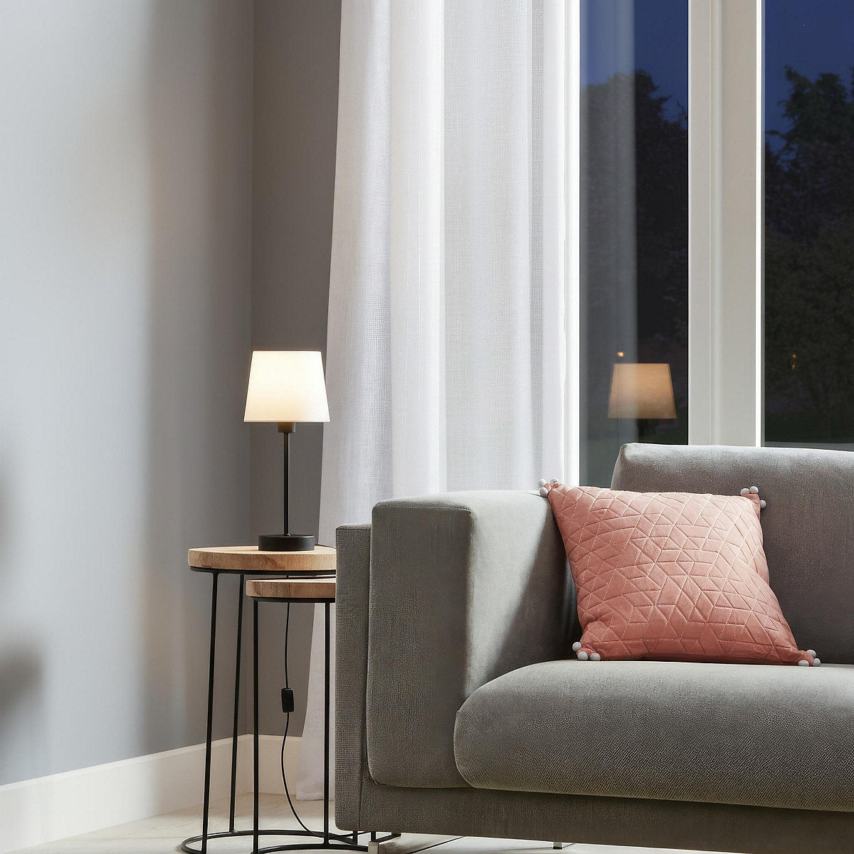 GoodHome Nunbird Plain Conical Matt Black & White Table lamp