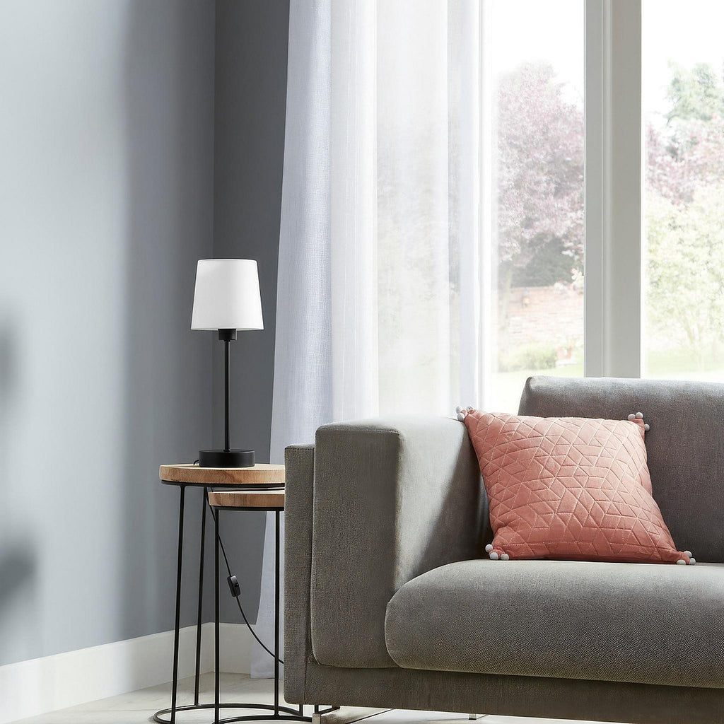 GoodHome Nunbird Plain Conical Matt Black & White Table lamp