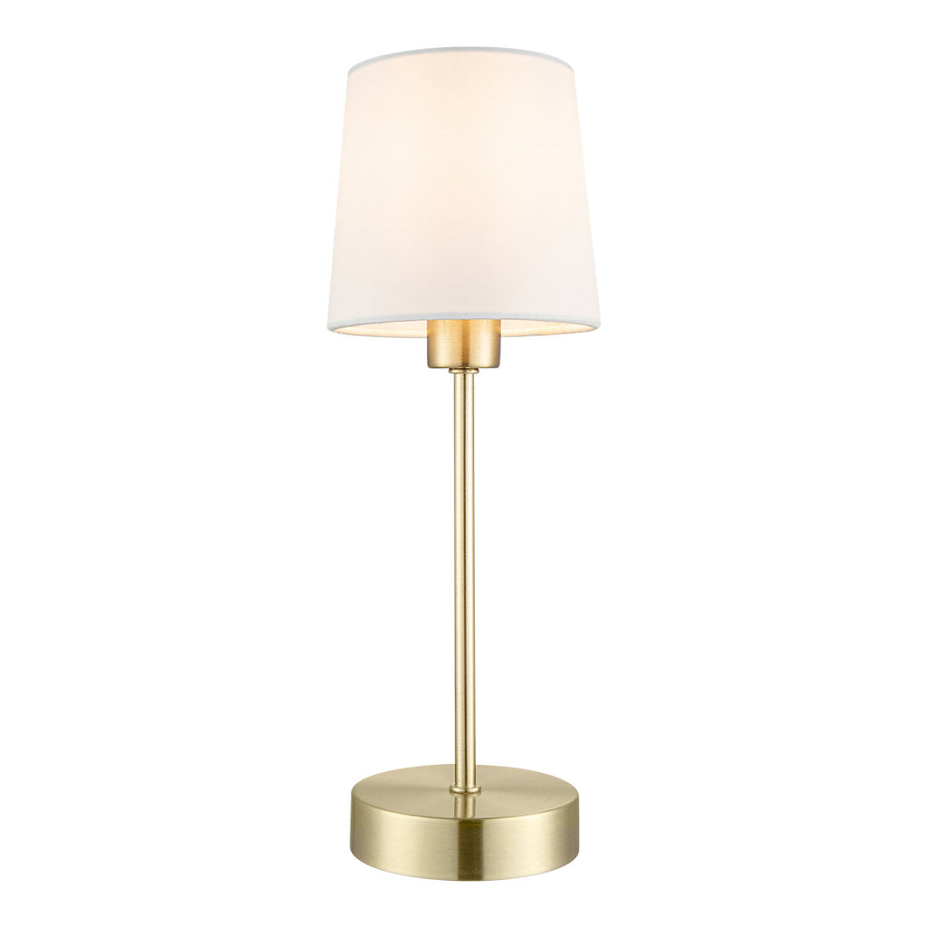 GoodHome Nunbird Plain Conical Shiny White Brass effect Table lamp