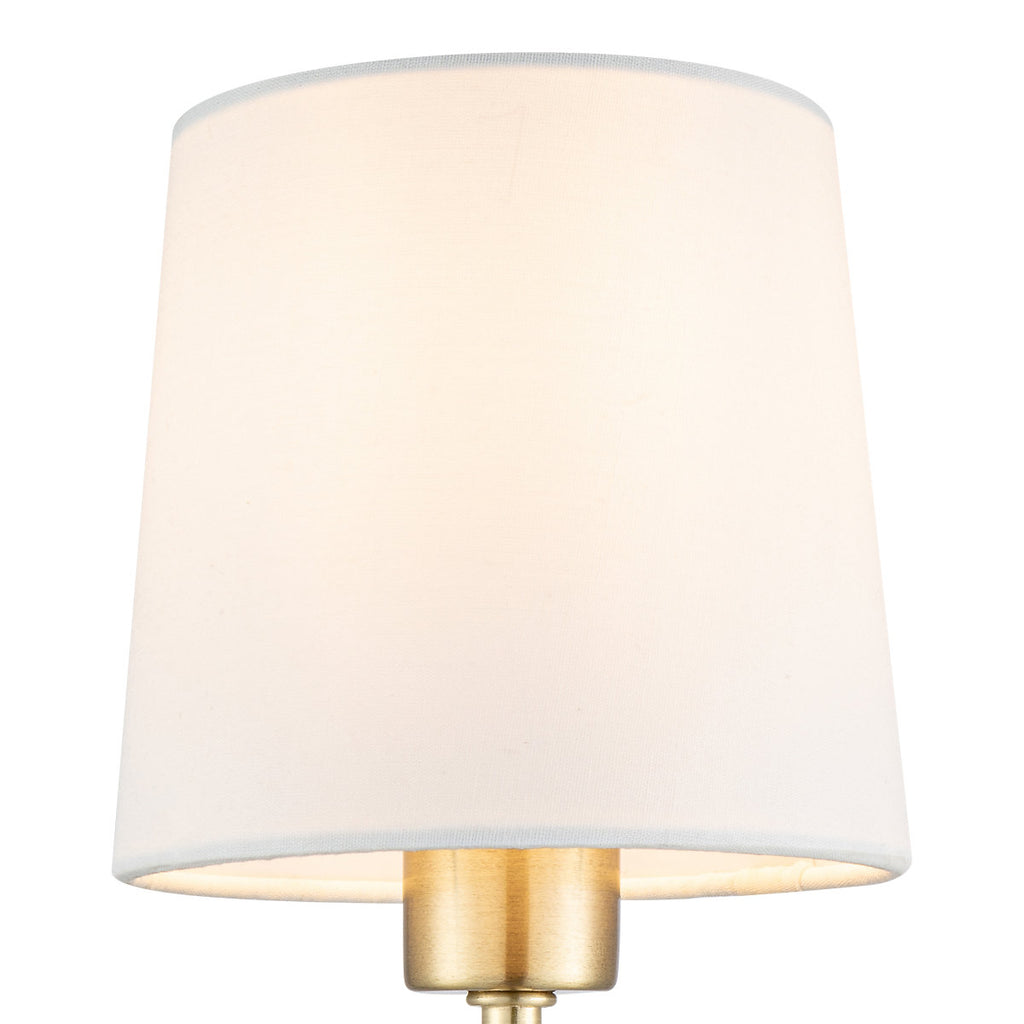 GoodHome Nunbird Plain Conical Shiny White Brass effect Table lamp