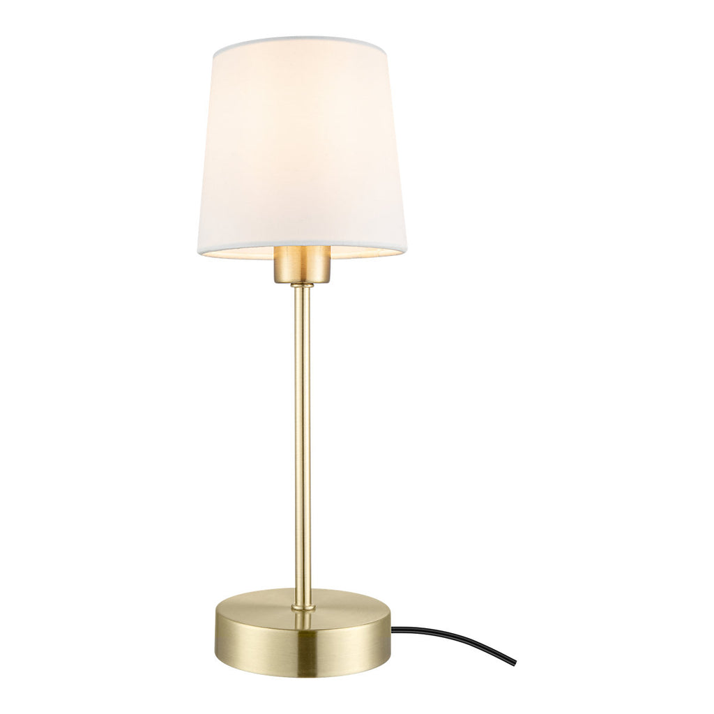 GoodHome Nunbird Plain Conical Shiny White Brass effect Table lamp